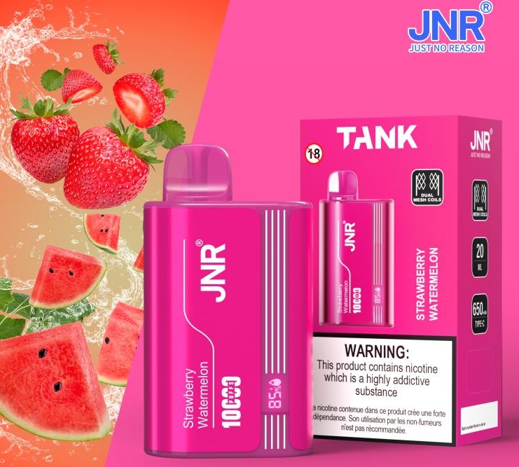 JNR TANK 10000 PUFFS: Jouw Aardbei-Watermeloen Stroomstoot voor een Leuke Dag!